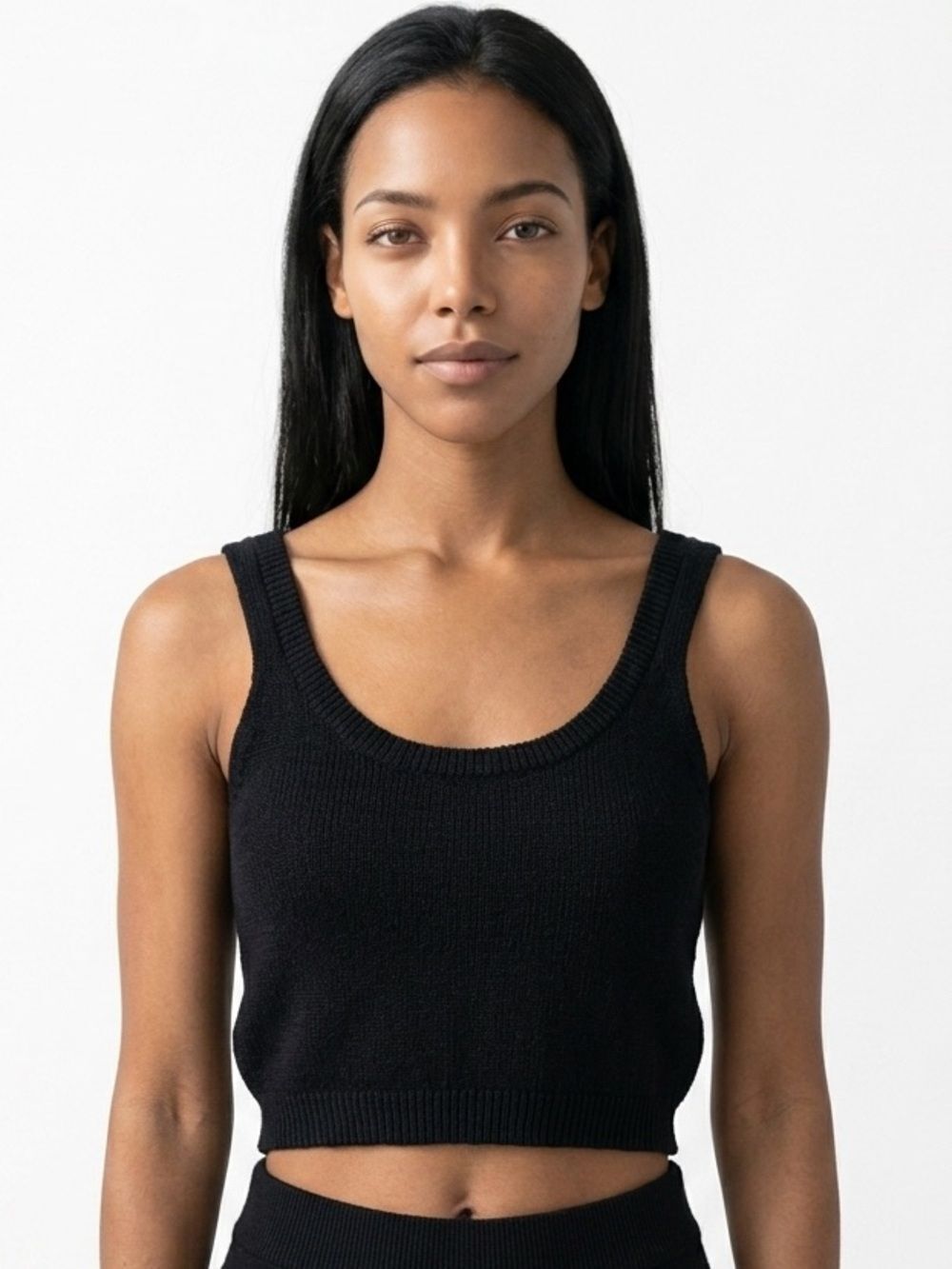 DOUBLE ZERO | Classic Black Knit Crop Sweater Tank Top Women’s Size Medium